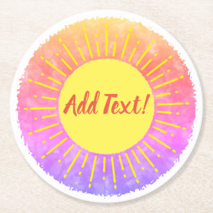 Sunshine Watercolor Baby Shower Background Custom  Round Paper Coaster