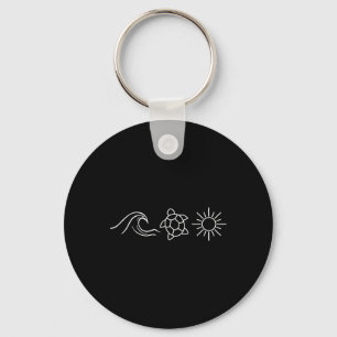 Sunshine Waves Turtles Hawaii Beach Summer Vacatio Key Ring