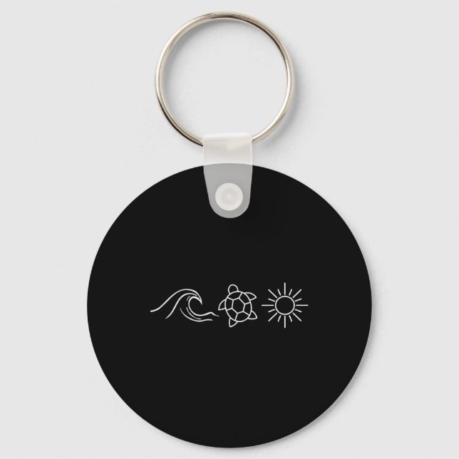 Sunshine Waves Turtles Hawaii Beach Summer Vacatio Key Ring (Front)