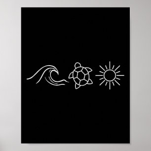 Sunshine Waves Turtles Hawaii Beach Summer Vacatio Poster