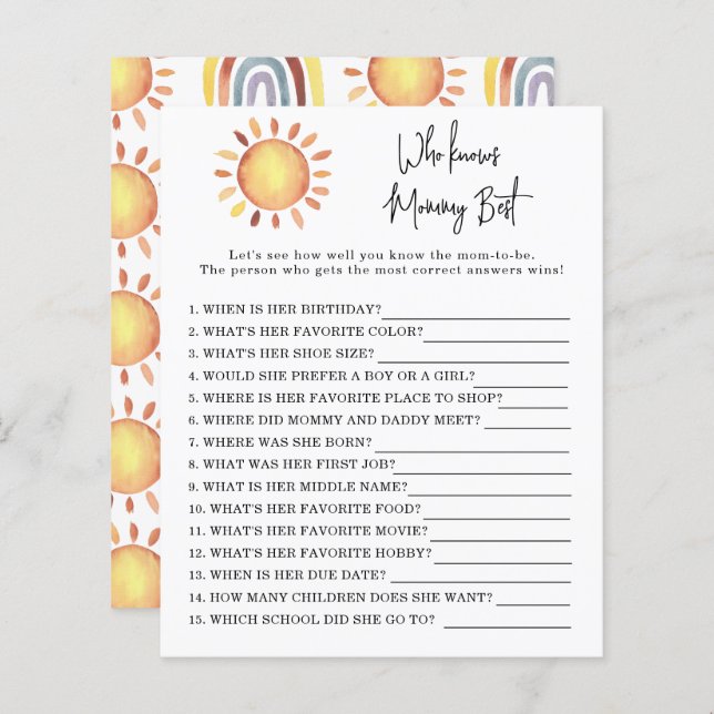 Sunshine Who knows mummy best (Front/Back)