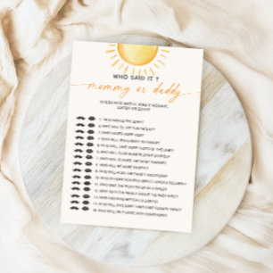 Sunshine Who Said It Mummy Daddy Baby Shower Game Invitation