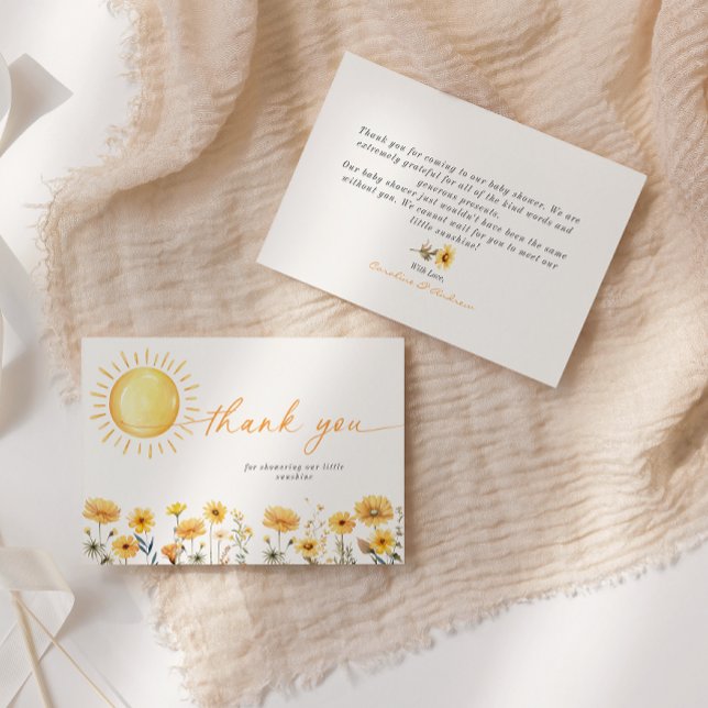 Sunshine Wildflower Baby Shower Thank You Card (Creator Uploaded)