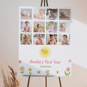 Sunshine Wildflower Birthday Photo Milestone Poster