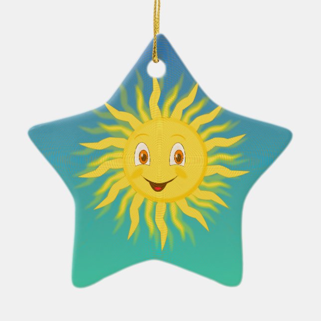 Sunshine With Circular Lines Ceramic Ornament (Front)