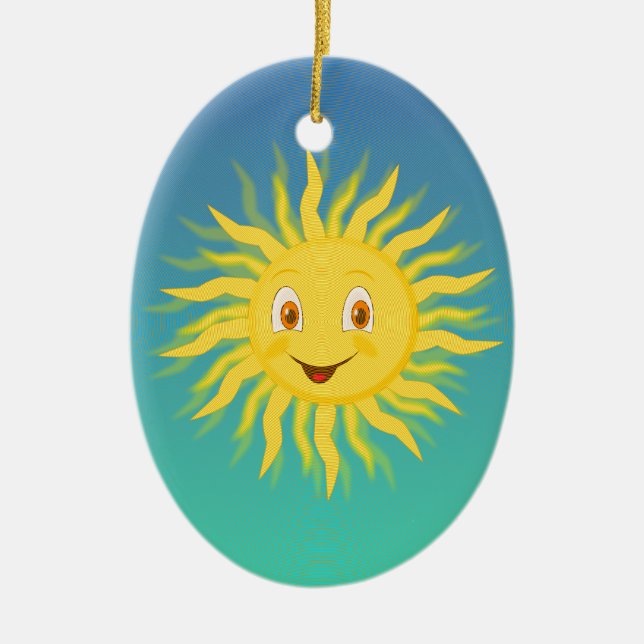 Sunshine With Circular Lines Ceramic Tree Decoration (Front)
