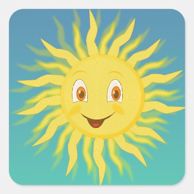 Sunshine With Circular Lines Square Sticker (Front)