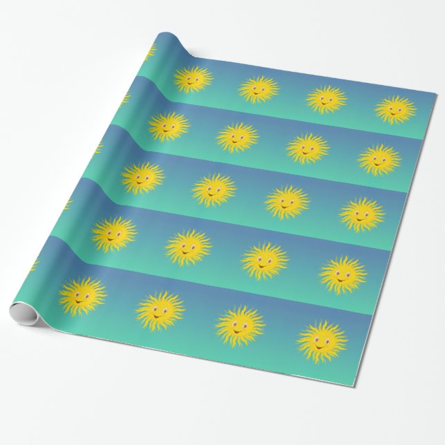 Sunshine With Circular Lines Wrapping Paper (Unrolled)