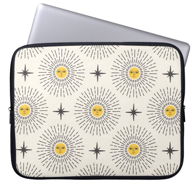 Sunshine with Face Celestial Seamless Pattern Laptop Sleeve (Front)