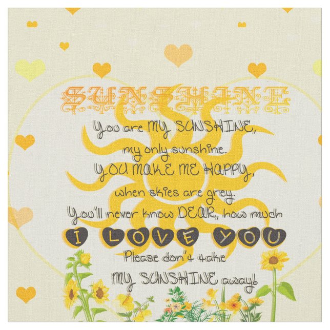 Sunshine with Hearts Fabric (Close Up)