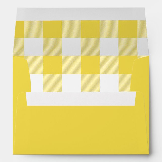 Sunshine Yellow and White Buffalo Gingham Plaid Envelope (Back (Bottom))