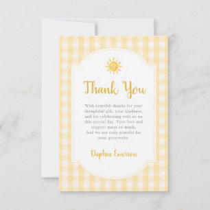Sunshine Yellow Baby Shower Thank You Card