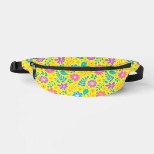 Sunshine yellow, bright florals vintage bum bags