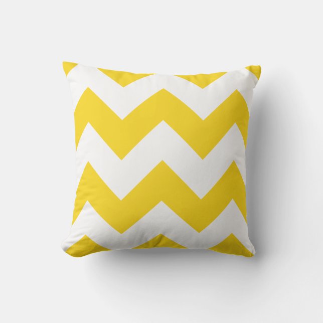 Sunshine Yellow Chevron Zigzag Outdoor Pillows (Front)