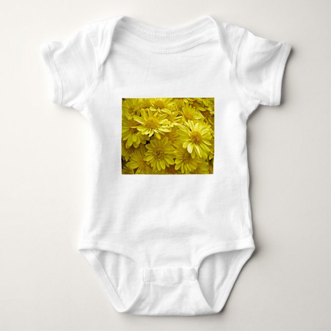 Sunshine Yellow Chrysanthemums Baby Bodysuit (Front)