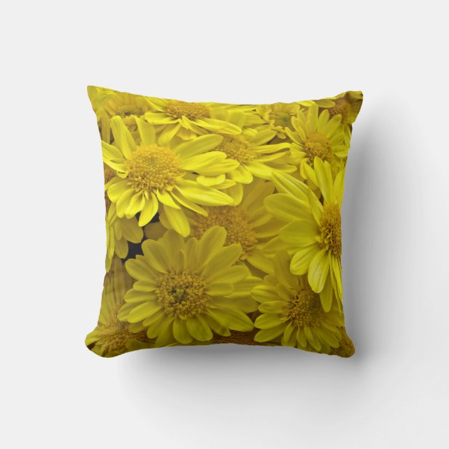 Sunshine Yellow Chrysanthemums Cushion (Front)