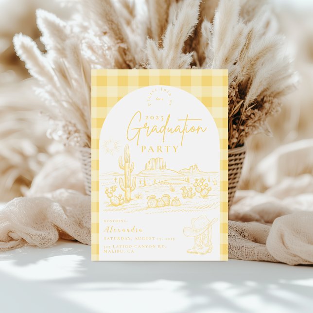 Sunshine Yellow Cowgirl Graduation Party Invitation (Creator Uploaded)