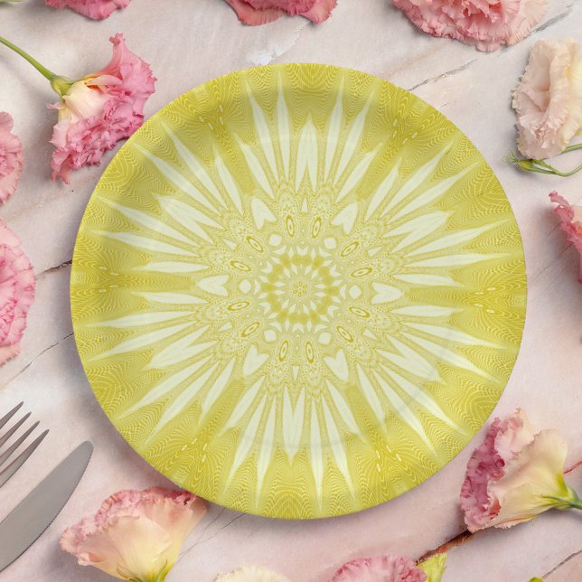 Sunshine Yellow Faux Tulle Design Paper Plate (Creator Uploaded)