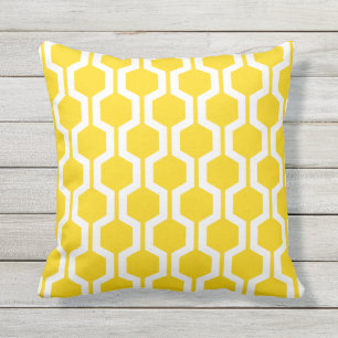 Sunshine Yellow Geometric Trellis Outdoor Pillows