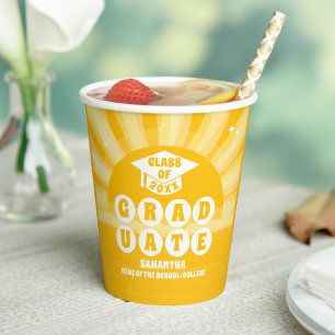 Sunshine Yellow Graduation Party Paper Cups