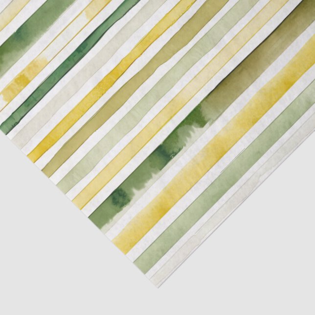Sunshine Yellow & Green Stripe Tissue Paper (Detail)