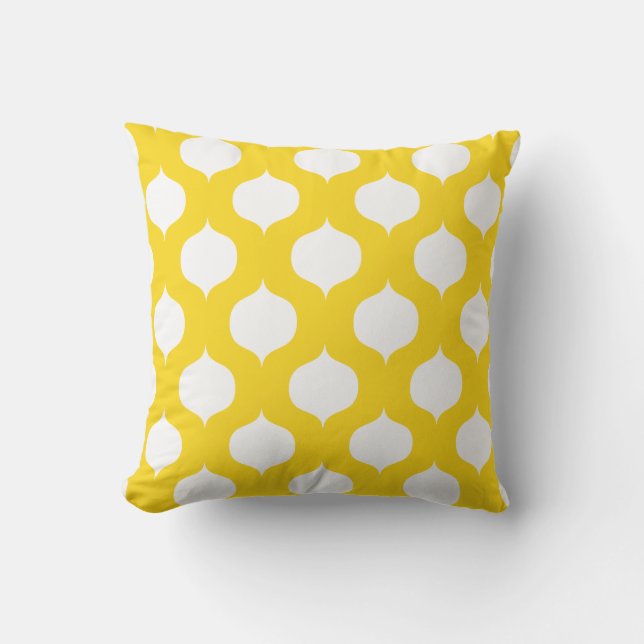 Sunshine Yellow Moroccan Pattern Outdoor Pillows (Front)