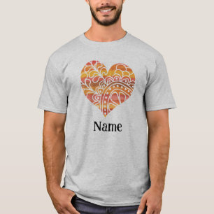 Sunshine Yellow Orange Mandala Heart Customised T-Shirt