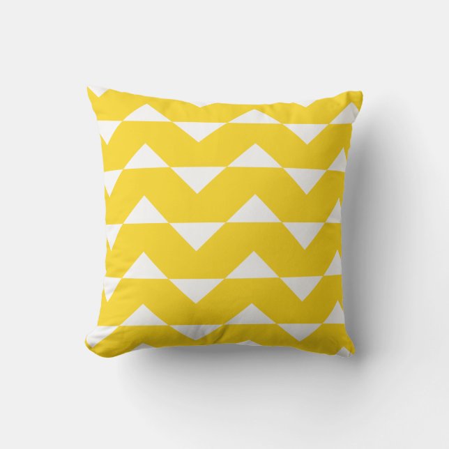 Sunshine Yellow Outdoor Pillows Chevron Pattern (Front)
