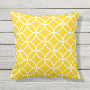 Sunshine Yellow Outdoor Pillows - Circle Trellis