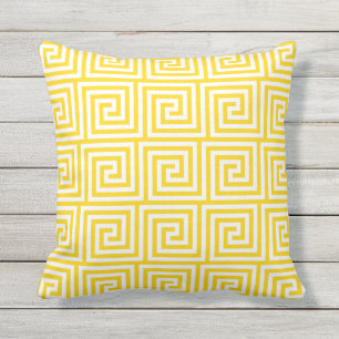 Sunshine Yellow Outdoor Pillows Greek Key