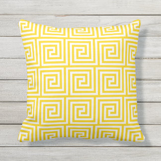 Sunshine Yellow Outdoor Pillows Greek Key