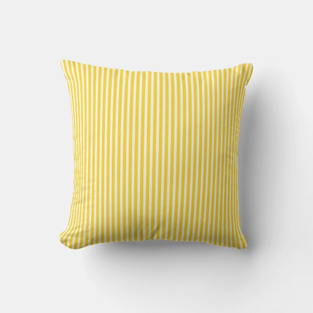 Sunshine Yellow Outdoor Pillows - Oxford Stripe (Front)
