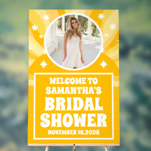 Sunshine Yellow Photo Bridal Shower Welcome Acrylic Sign
