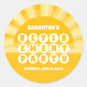 Sunshine Yellow Retirement  Party Favour Classic Round Sticker