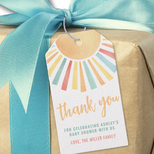 Sunshine Yellow Sun Baby Shower Gift Tags