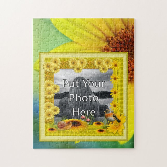 Sunshine Yellow Sunflower Photo Frame Jigsaw Puzzle (Vertical)