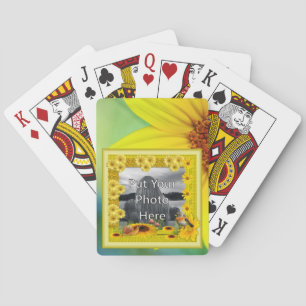 Sunshine Yellow Sunflower Photo Frame Playing Cards