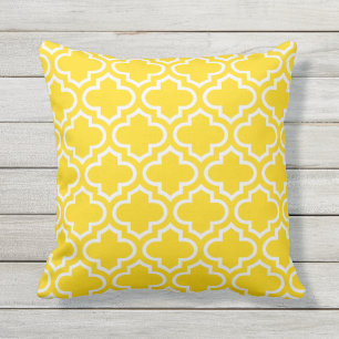 Sunshine Yellow Trellis Pattern Outdoor Pillows