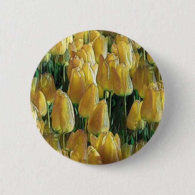 Sunshine Yellow Tulips 6 Cm Round Badge (Front)