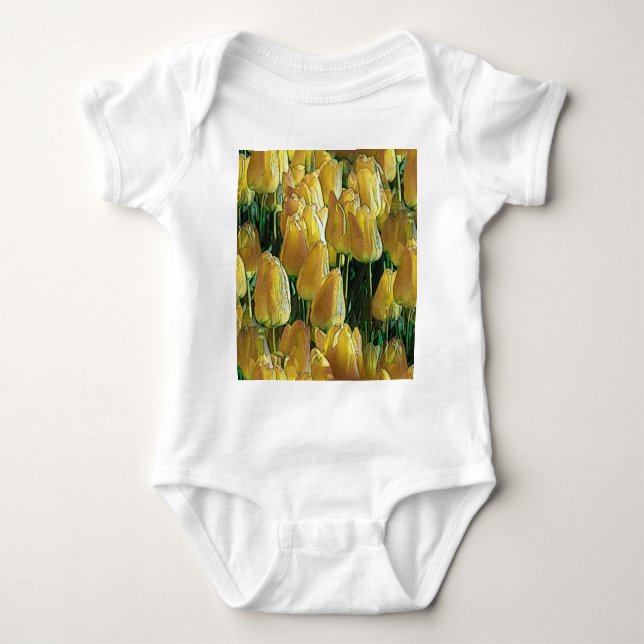 Sunshine Yellow Tulips Baby Bodysuit (Front)