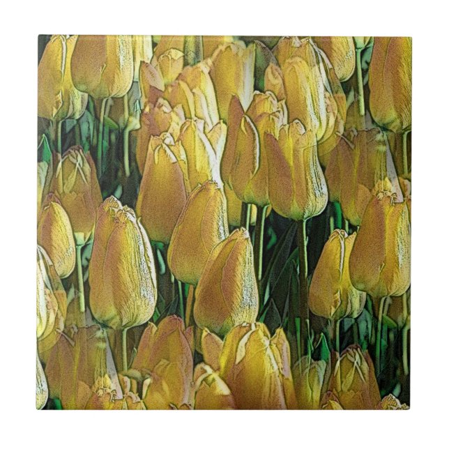 Sunshine Yellow Tulips Ceramic Tile (Front)