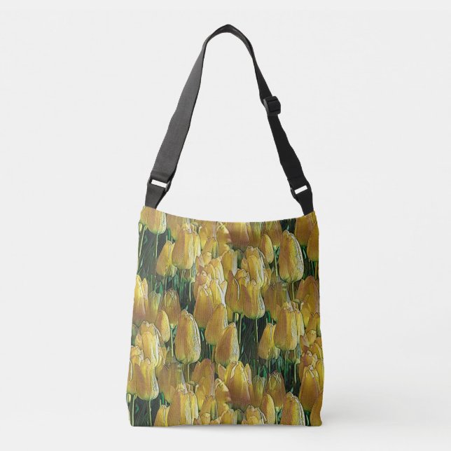 Sunshine Yellow Tulips Crossbody Bag (Front)