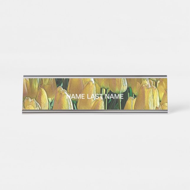 Sunshine Yellow Tulips Desk Name Plate (Front)