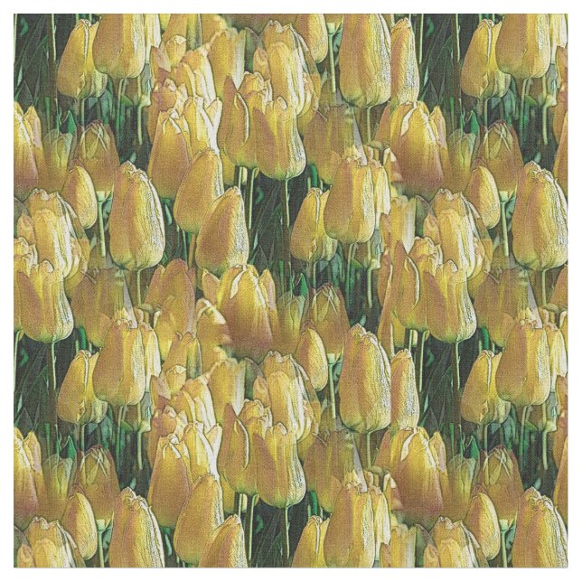 Sunshine Yellow Tulips Fabric (Close Up)