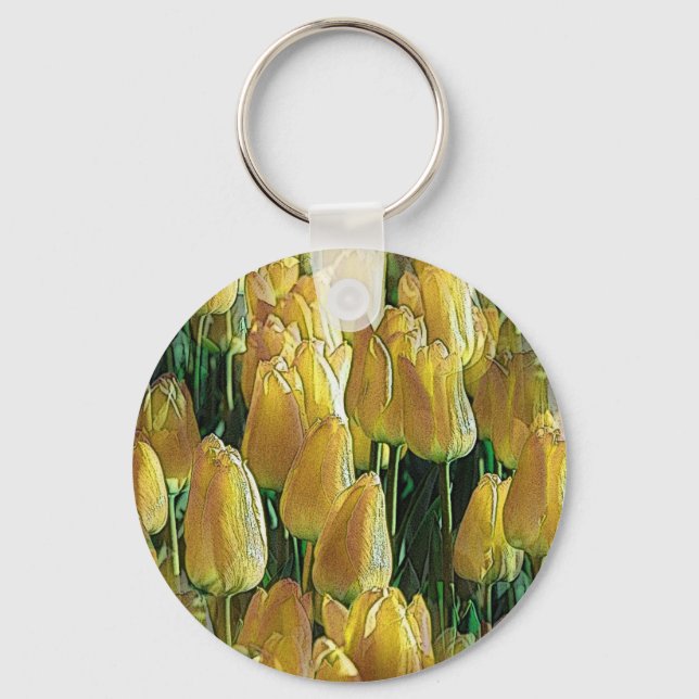 Sunshine Yellow Tulips Key Ring (Front)