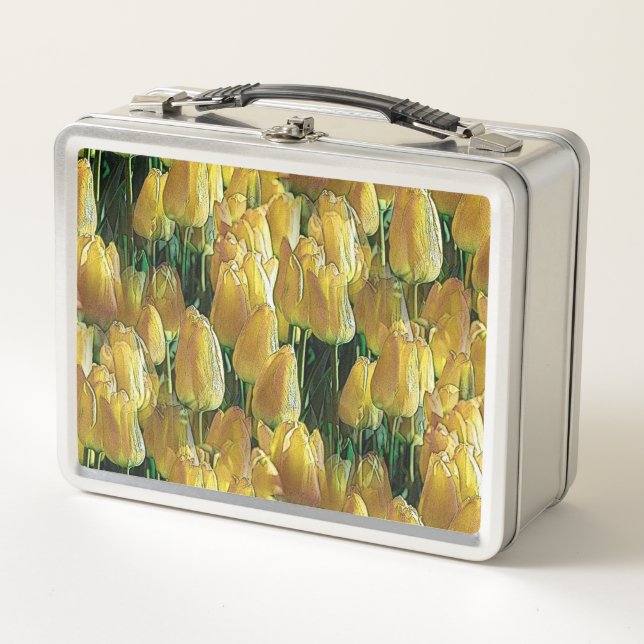 Sunshine Yellow Tulips Metal Lunch Box (Front)