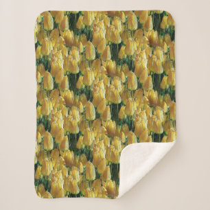 Sunshine Yellow Tulips Sherpa Blanket