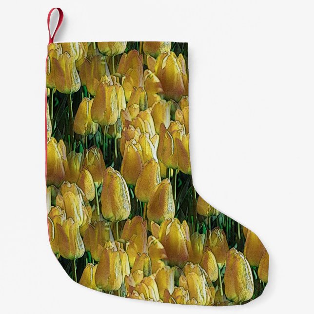 Sunshine Yellow Tulips Small Christmas Stocking (Front)