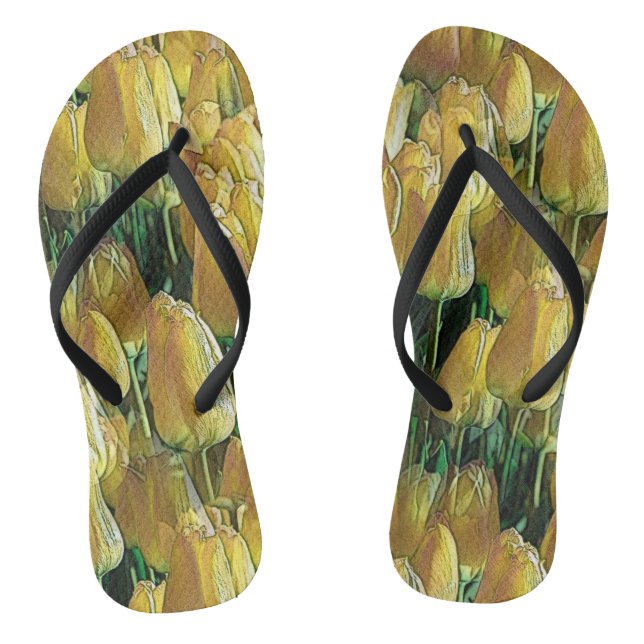 Sunshine Yellow Tulips Thongs (Footbed)