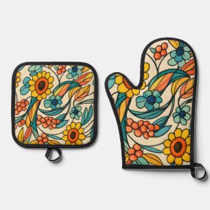 Sunstream Bloom Oven Mitt & Pot Holder Set